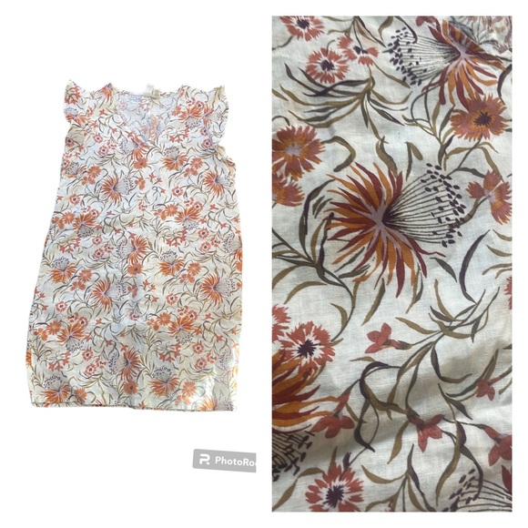 Joie Dresses & Skirts - Joie linen floral sack dress ruffle sleeve small